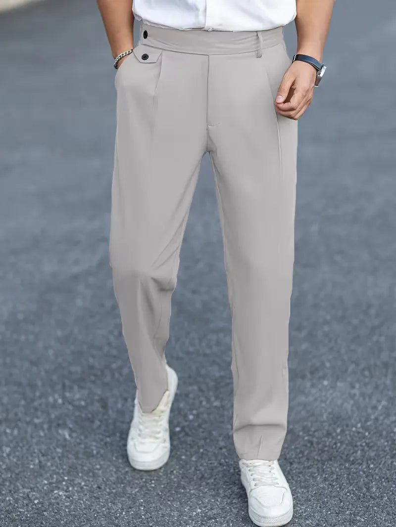 Veelzijdige heren pantalon, rechte pijpen, smart casual polyester. Zeer comfortabel.