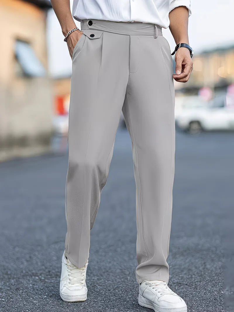 Zakelijk casual heren pantalon met rechte pijpen, veelzijdig en comfortabel.