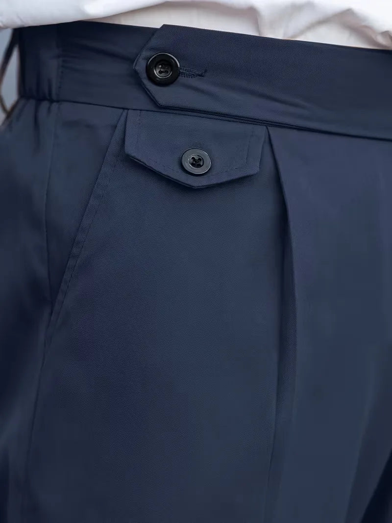 Lente zomer heren pantalon, rechte pijpen, smart casual, gemaakt van polyester.