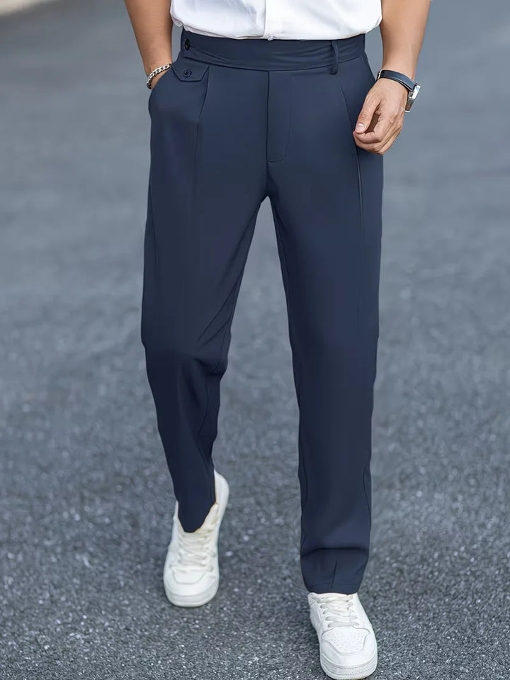 Moderne herenpantalons, rechte pijpen, smart casual polyester, voor lente/zomer.
