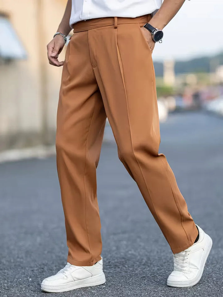 Heren pantalon rechte pijpen, polyester, ademend en comfortabel. Smart casual.