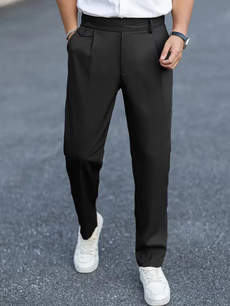 Moderne herenpantalons met rechte pijpen, smart casual voor dagelijks gebruik.