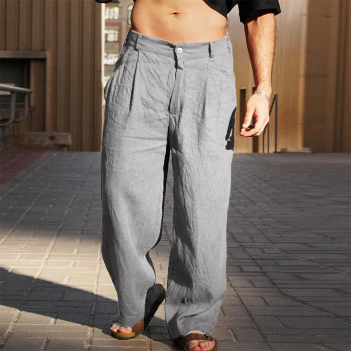 Casual heren pantalon met wijde pijpen; veelzijdige zomerbroek voor dagelijks gebruik en ontspannen momenten.