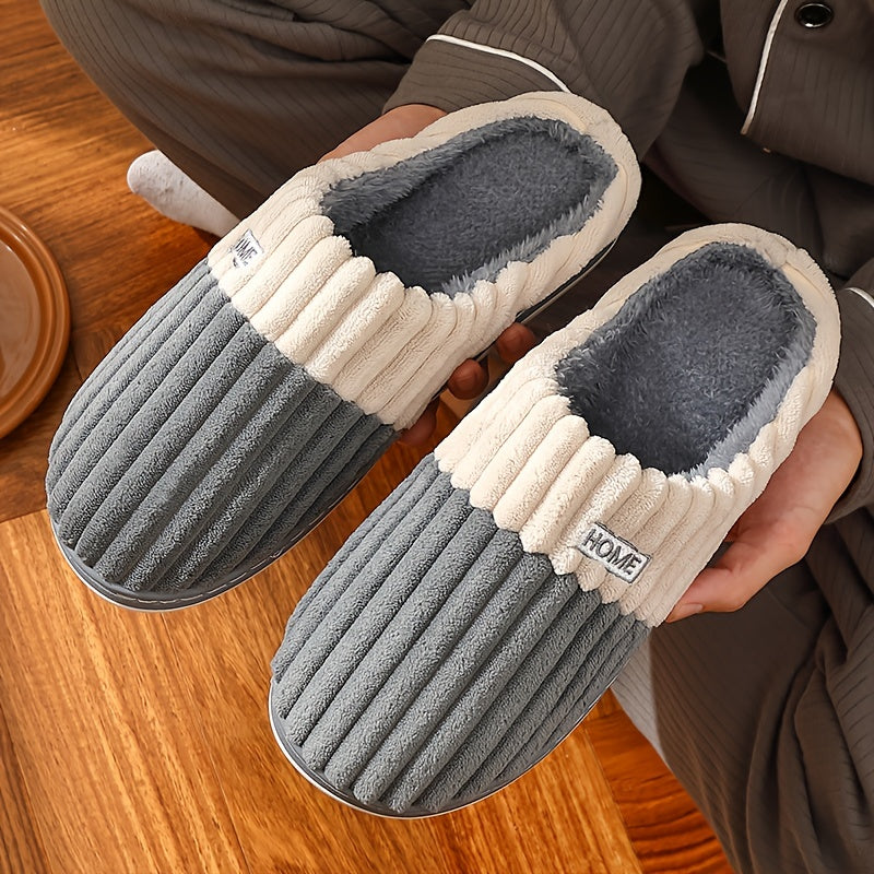 Zwarte heren pantoffel met waterdichte zool, perfect voor binnen in huis.