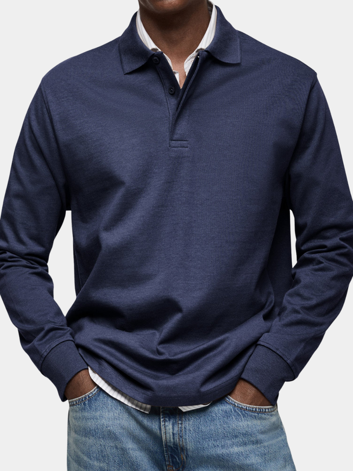 Heren polo met lange mouwen, stijlvol en comfortabel voor herfst en winter. Veelzijdig heren shirt.