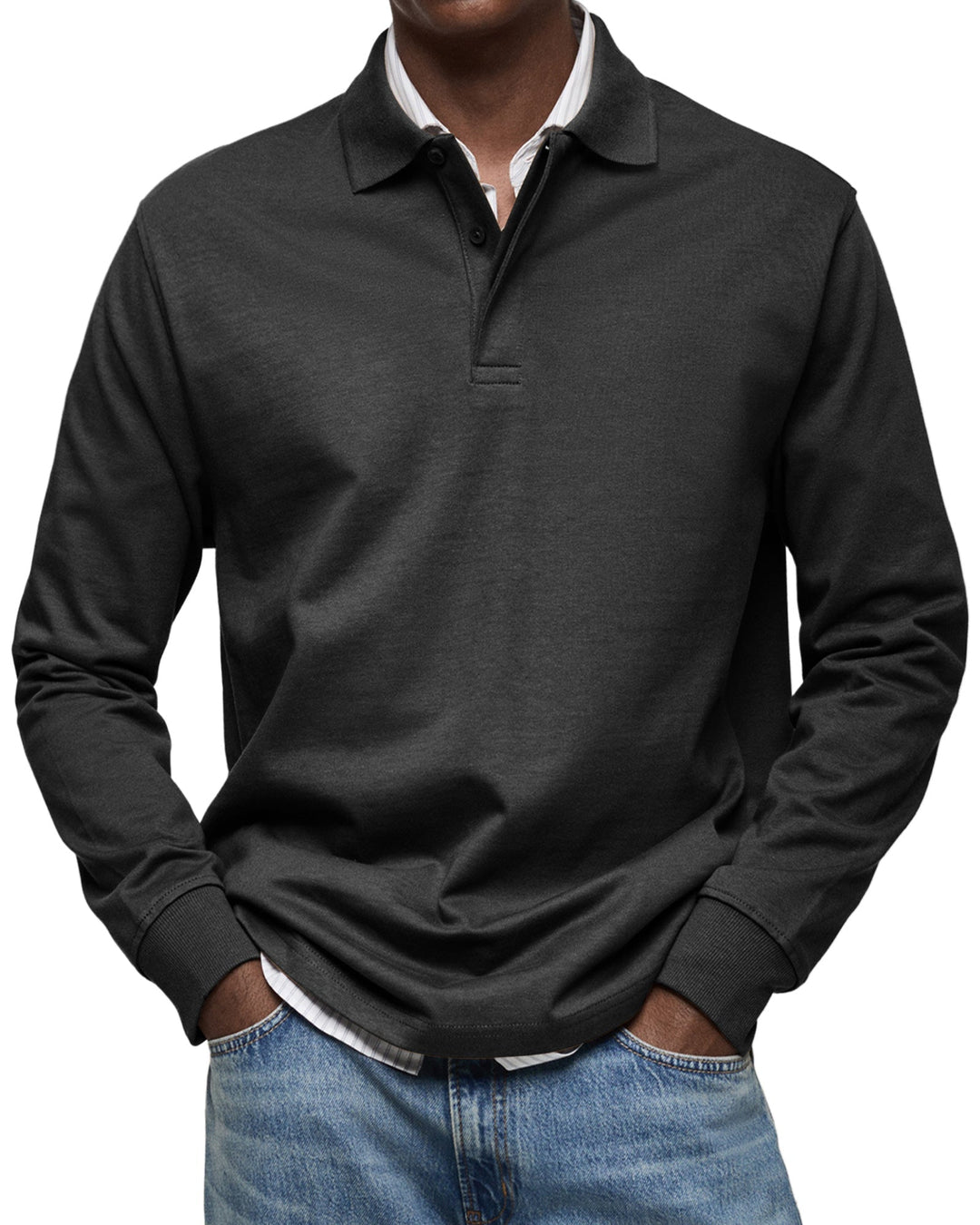 Heren kleding: casual polo met lange mouwen, verkrijgbaar in diverse kleuren. Modern en tijdloos design.