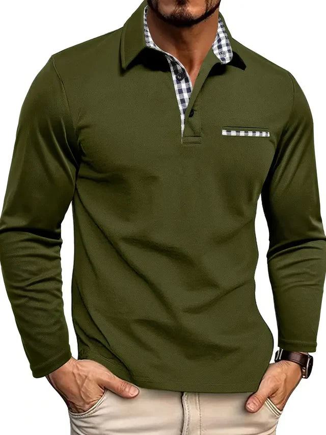 Tijdloze herenpolo met lange mouwen, comfortabel en duurzaam, geschikt voor elke casual gelegenheid.