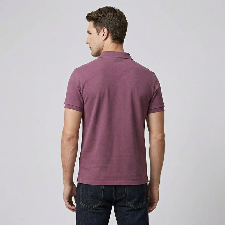 Grijze heren polo met korte mouwen, comfortabel en stijlvol
