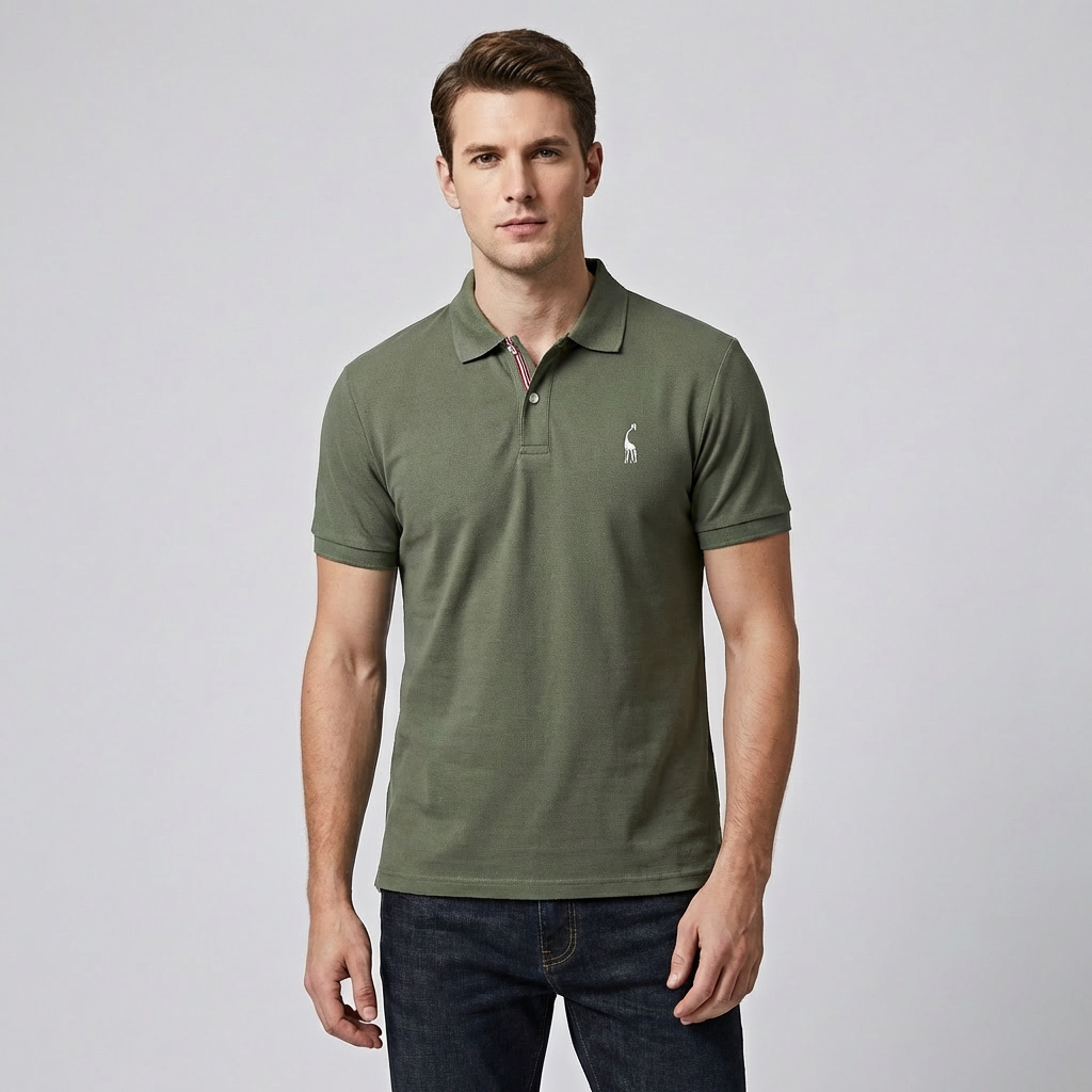 Nauwkeurige close-up van stof van een heren poloshirt