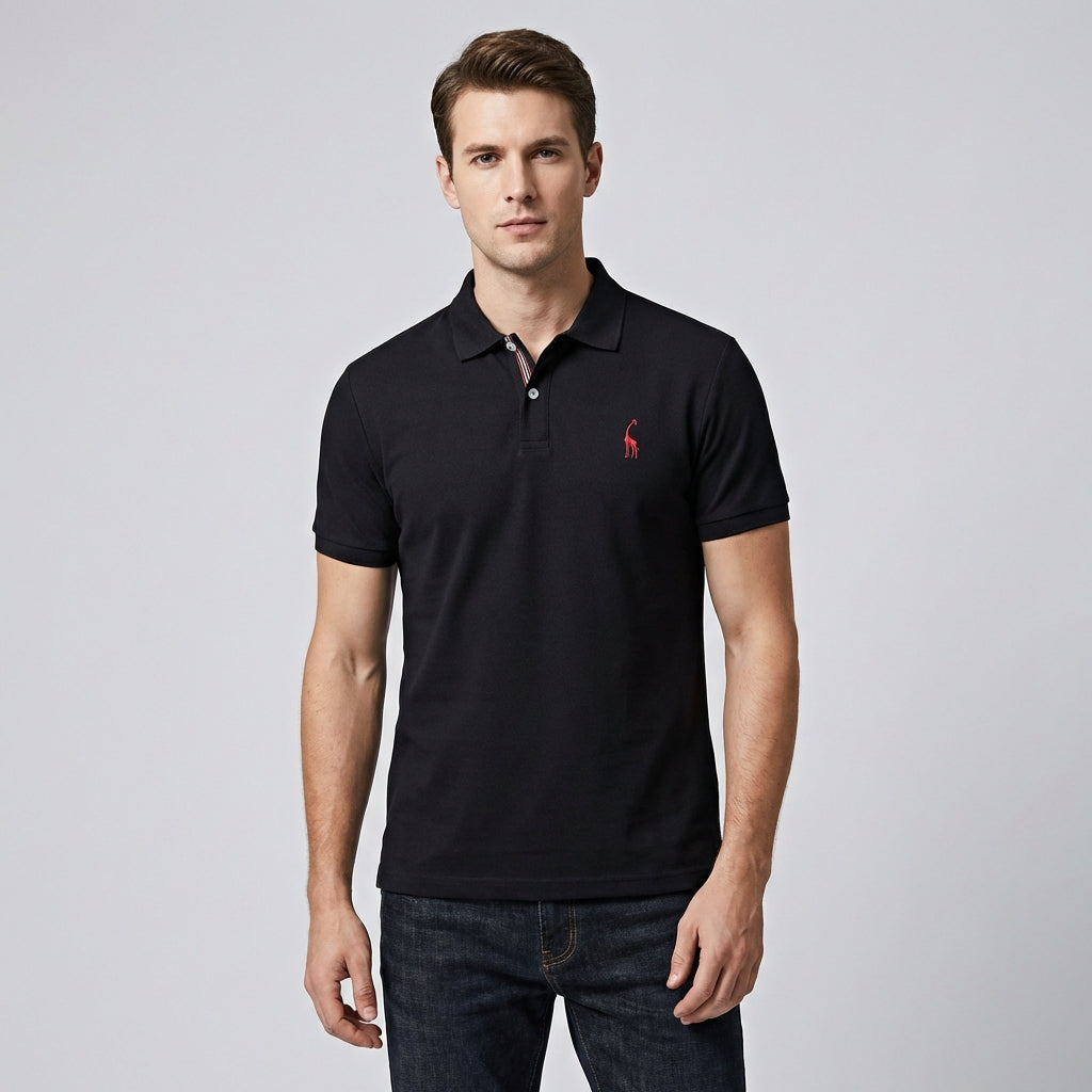 Comfortabele heren polo met open knoopjes, korte mouw