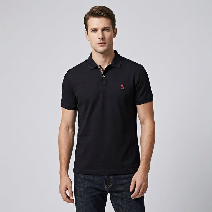 Comfortabele heren polo met open knoopjes, korte mouw