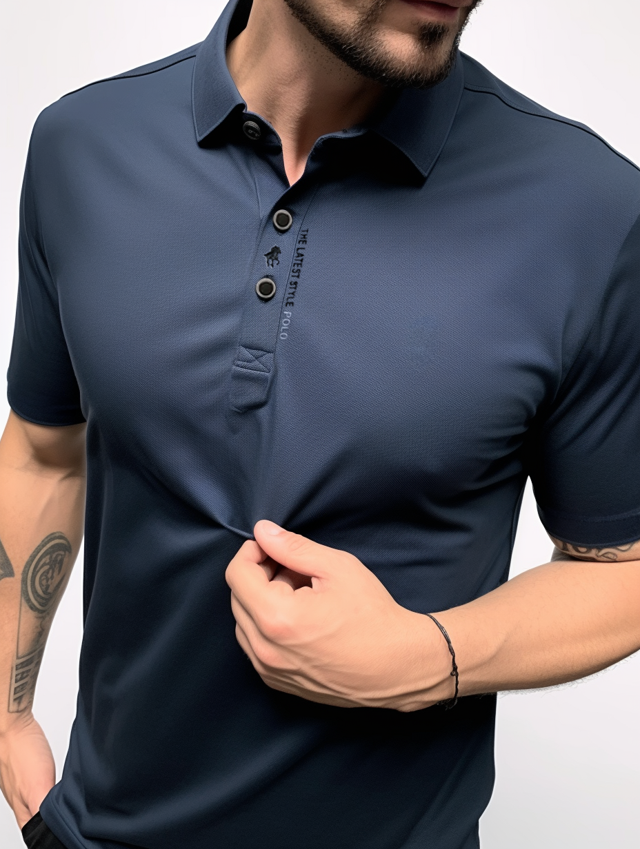 Close-up stof herenpolo: zachte, ademende en comfortabele stof van dit kwaliteits herenpoloshirt.