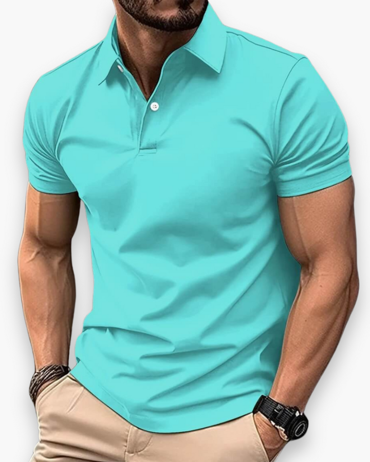 Dit heren poloshirt met korte mouwen is stijlvol, ademend en comfortabel; perfecte casual kleding.