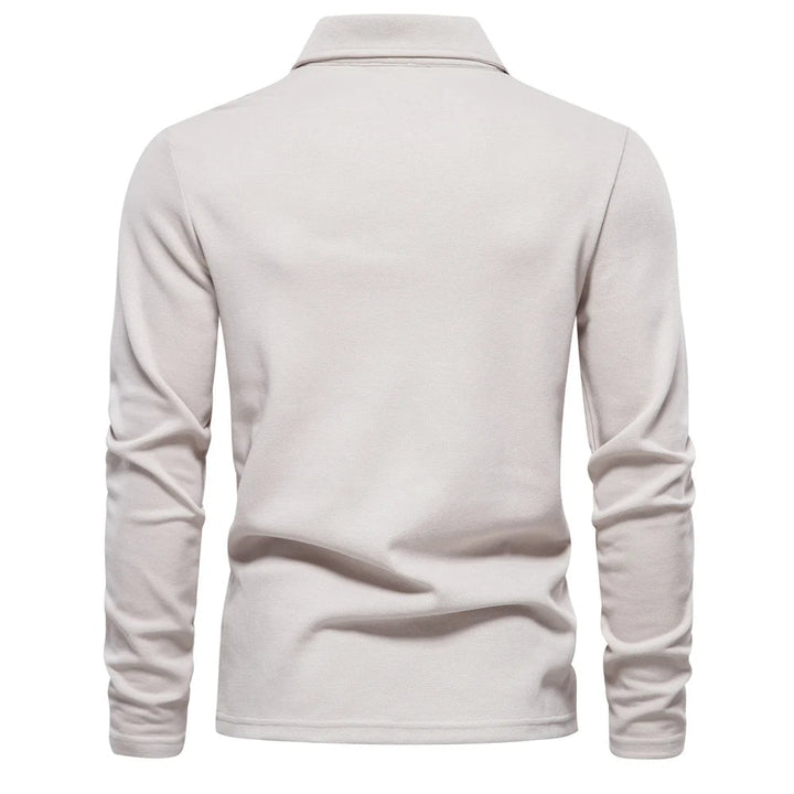 Comfortabel heren poloshirt lange mouw, zacht katoen, ideaal voor elegante casual lente- en herfstmode.