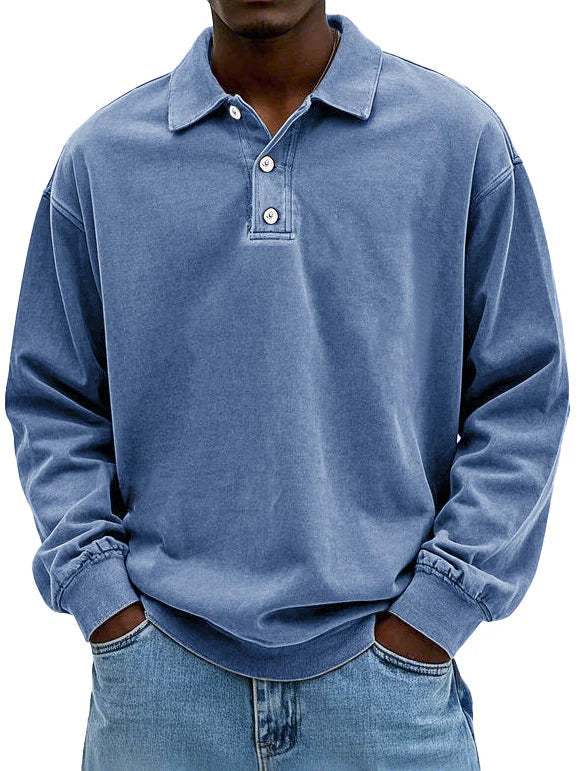 Heren poloshirt met lange mouwen, klassieke kraag. Stijlvol en veelzijdig voor casual en semi-formele herenmode.