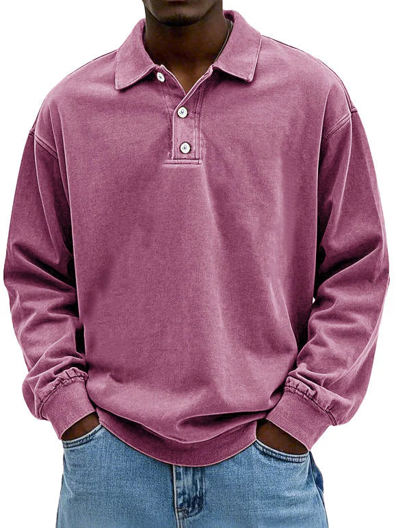 Klassiek heren poloshirt met lange mouwen, traditionele kraag. Een essentieel kledingstuk voor casual herenmode.