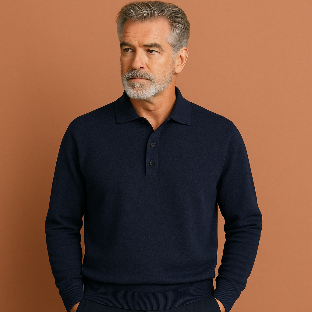 Stijlvolle heren polosweater, comfortabele gebreide trui, perfect voor een moderne casual look.