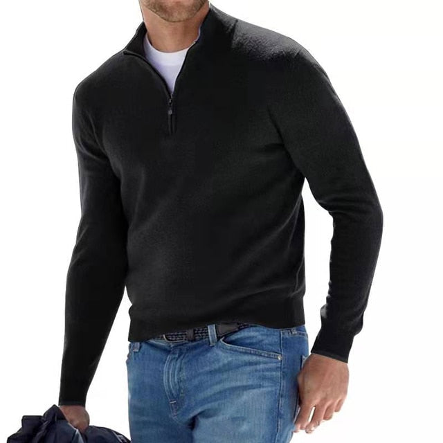 Casual heren V-hals pullover met rits, comfortabel bovenstuk voor een moderne look.