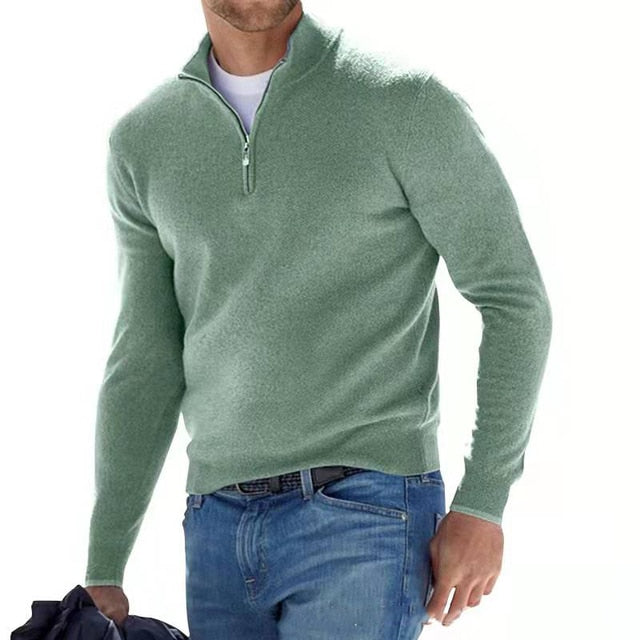 Zachte en warme heren pullover met rits, comfortabel materiaal van hoge kwaliteit.