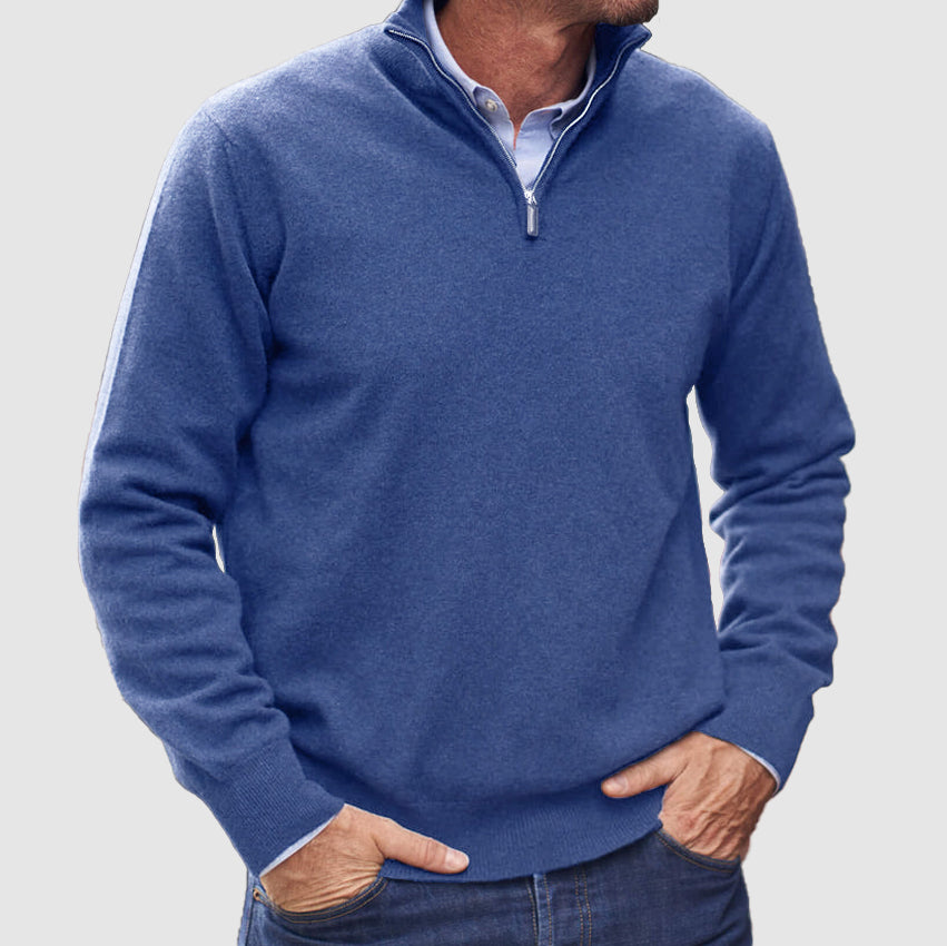 Heren pullover trui met halve rits, stijlvol en comfortabel, ideaal voor herfst/winter.