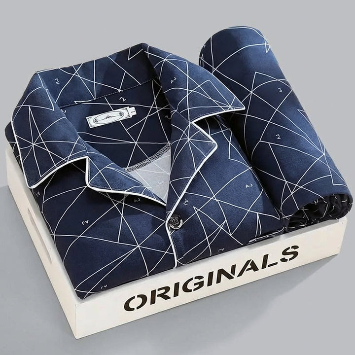 Complete heren pyjama set: shirt met lange mouwen en bijpassende broek, slaap outfit
