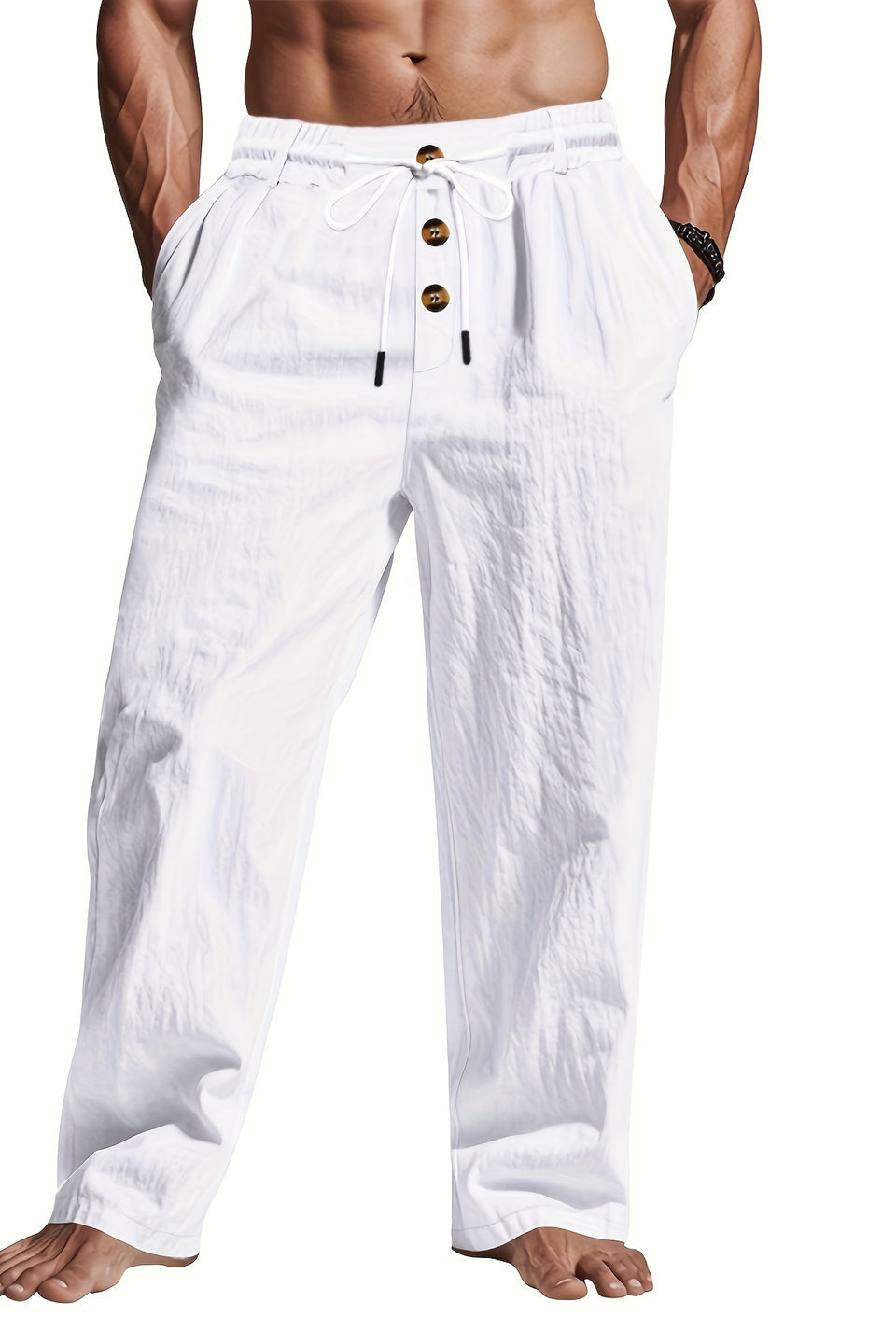 Heren rechte zomerbroek met trekkoord, ideaal voor casual comfort en stijlvolle vrijetijdskleding.
