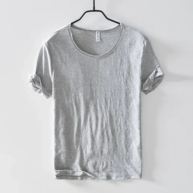 Modieus heren t-shirt, retro slim-fit model, met opvallende ruwe rand details.