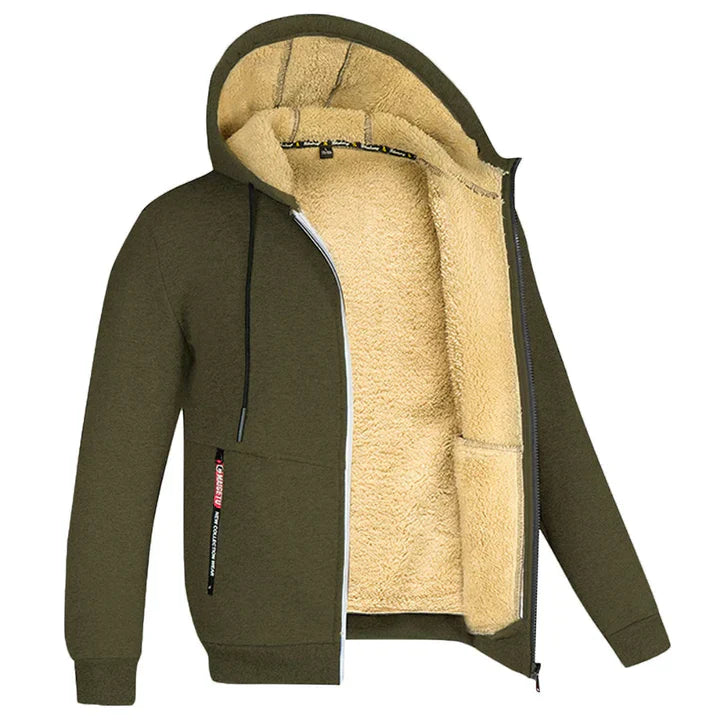 Heren regular fit hoodie, met rits, zachte binnenkant en capuchon voor extra warmte.