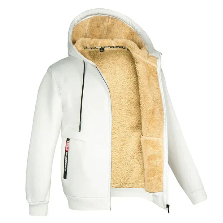Comfortabele heren rits hoodie met capuchon, ideaal voor layering in herfst- en winter outfits.