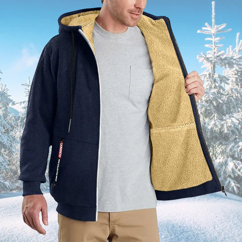 Comfortabele heren hoodie met rits en verstelbare capuchon; veelzijdige bovenkleding voor mannen.