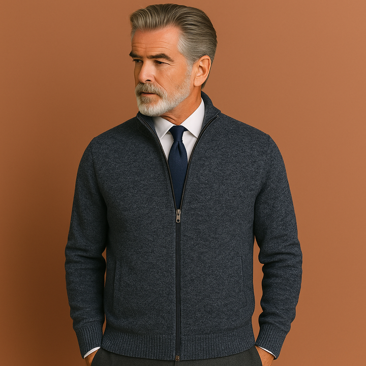 Heren vest met rits en warme hoge kraag, essentieel voor extra comfort tijdens lente- en herfstweer.
