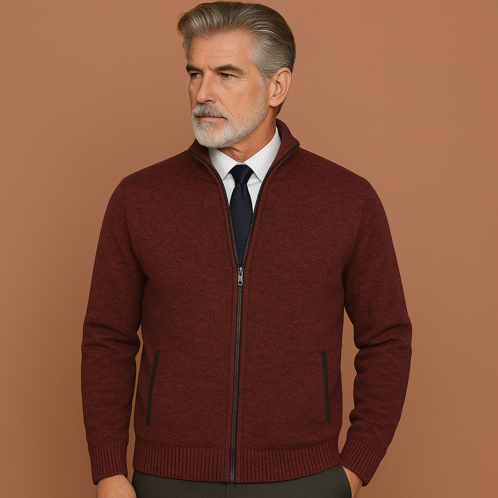 Casual heren ritsvest in zwart met opstaande kraag voor stijl en warmte. Perfect voor overgangsseizoenen.