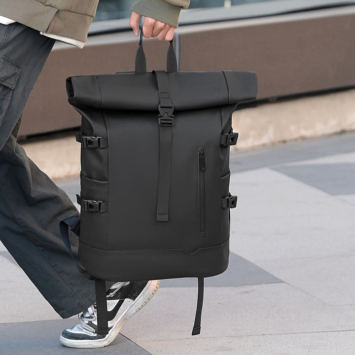 Beschermende waterdichte heren rugzak met geïntegreerd laptopvak voor veilig transport van elektronica.