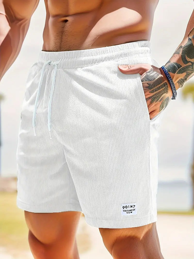 Relaxte heren shorts voor vakantie, met elastische taille en trekoord.