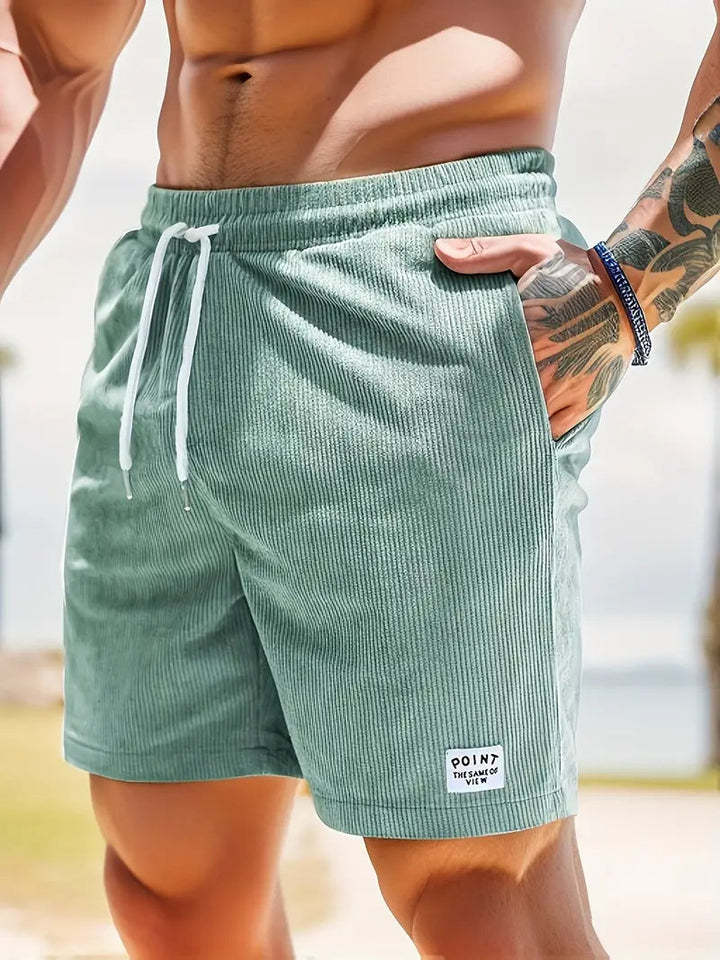 Heren vakantie shorts, met ribstructuur en praktische zakken, comfortabel.