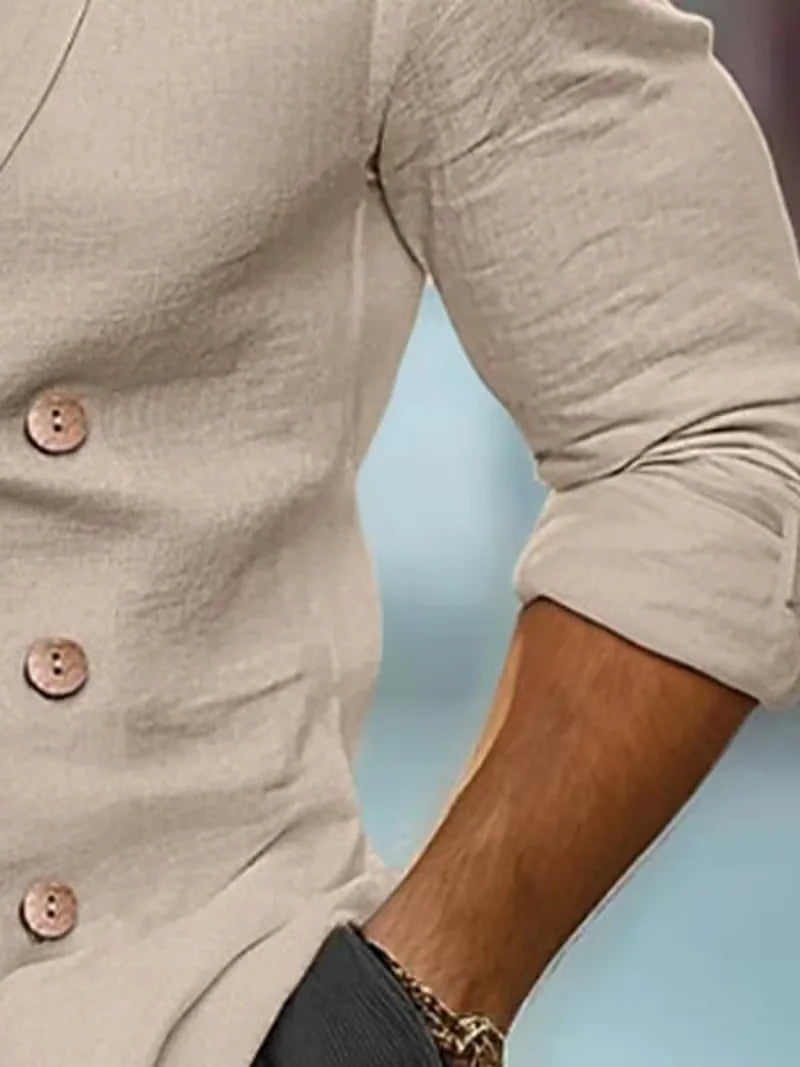 Hoogwaardige herenblazer, slim fit, met houten knopen, een must-have voor herenkleding.
