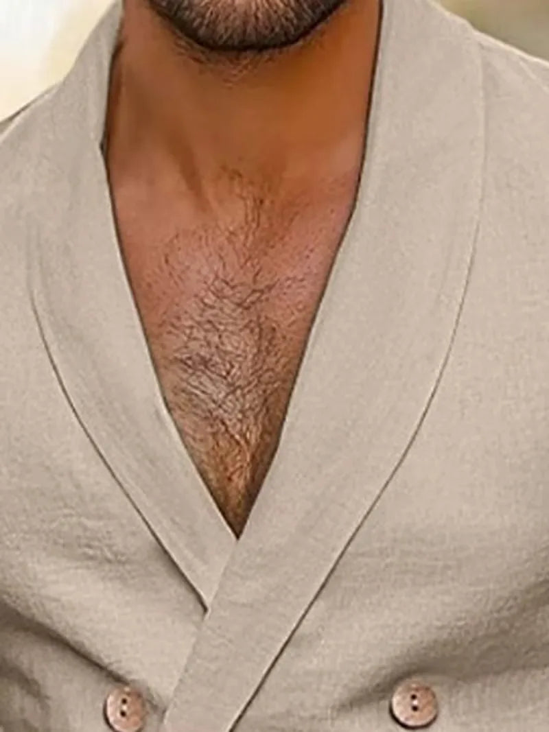 Formele heren slimfit blazer met authentieke houten knopen, perfect voor een verzorgde look.