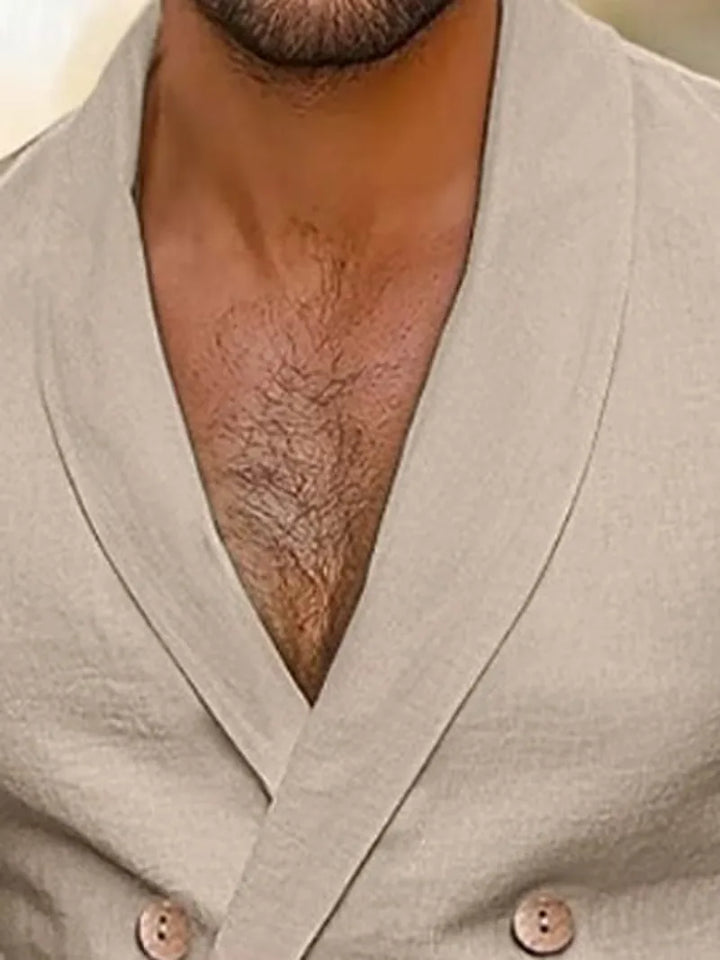 Formele heren slimfit blazer met authentieke houten knopen, perfect voor een verzorgde look.