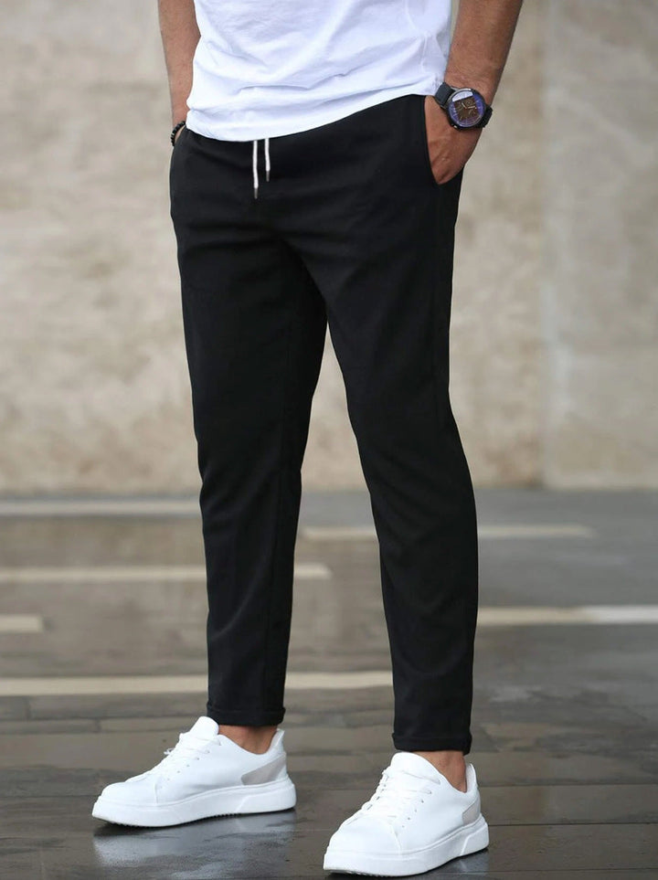 Comfortabele heren slim fit broek, chino stijl, met elastische taille en trekkoord, ideaal voor dagelijks gebruik.