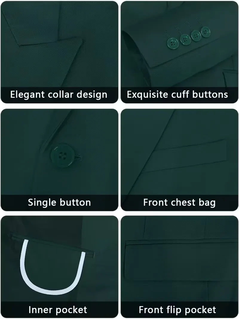 Chique herenpak slimfit; driedelig ontwerp voor een sophisticated zakelijke of feestelijke outfit.