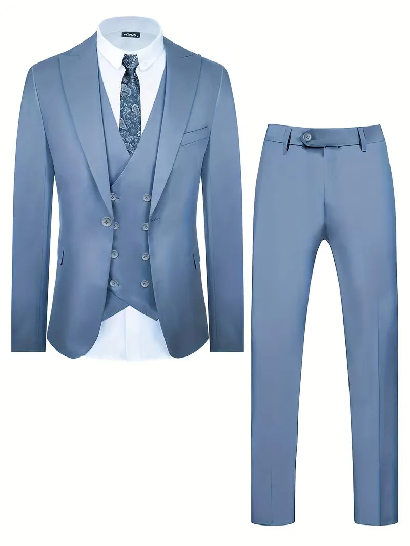 Elegant slimfit vestpak voor heren; driedelig, ideaal voor een klassieke en toch moderne stijl.
