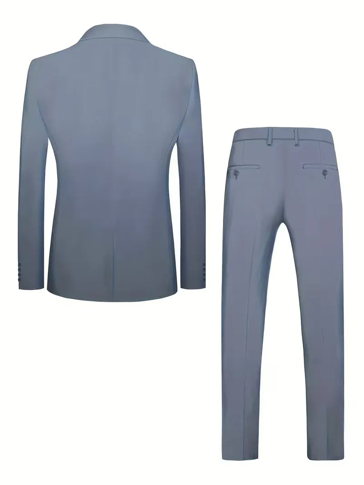 Modern slimfit herenpak met vest; ideaal voor bruiloften of een formele look.