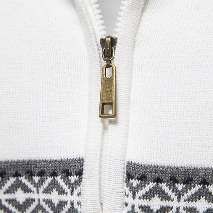 Modieuze heren gebreide trui, slim fit, met halve rits. Perfect voor een moderne look.