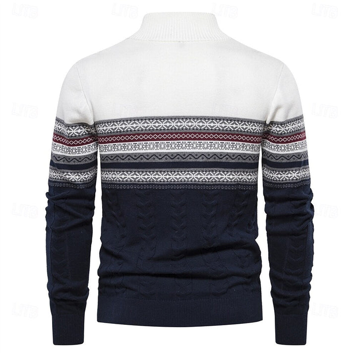 Heren winter trui, gebreid, slim fit, met halve rits. Comfort en stijl voor koude dagen.