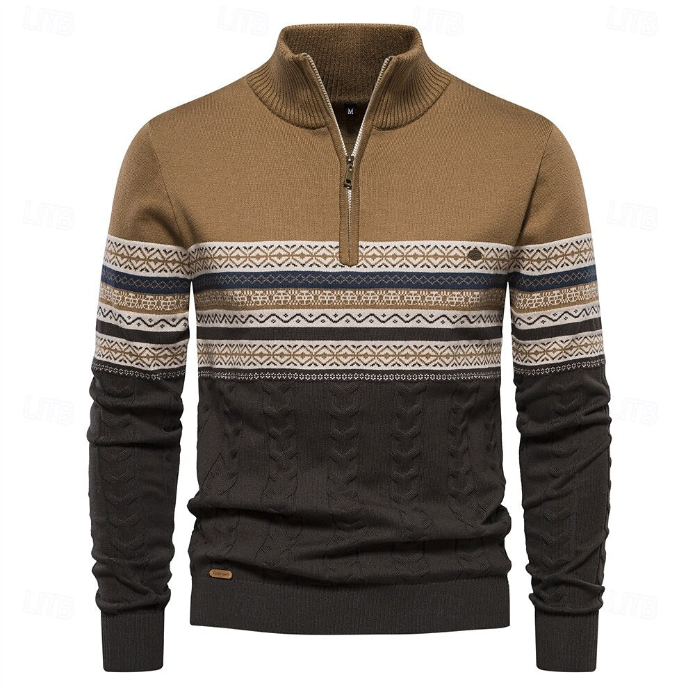 Heren trui met halve rits en slim fit. Casual elegantie voor herfst en winter mode.