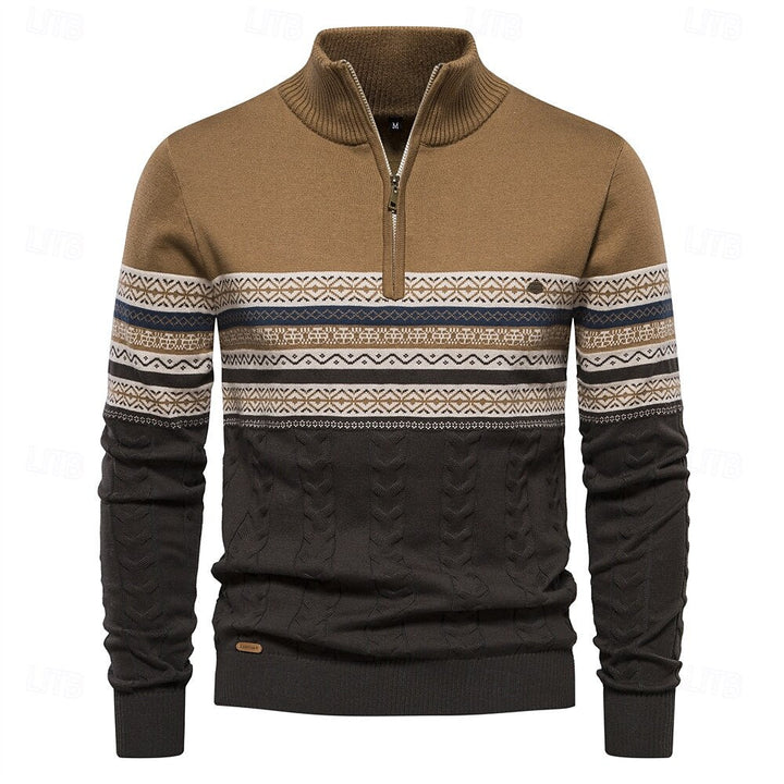 Heren trui met halve rits en slim fit. Casual elegantie voor herfst en winter mode.