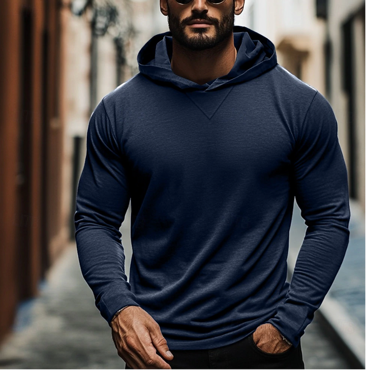 Heren slim fit hoodie met capuchon, stijlvol en comfortabel voor herfst en winter. Ideaal voor een casual look.