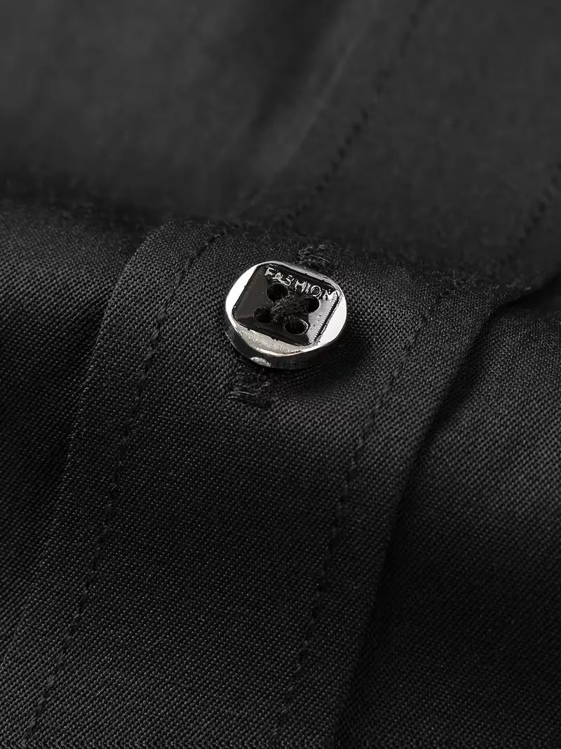 Strak design slim fit herenoverhemd met mandarijnkraag, voor een minimalistische en cleane look.