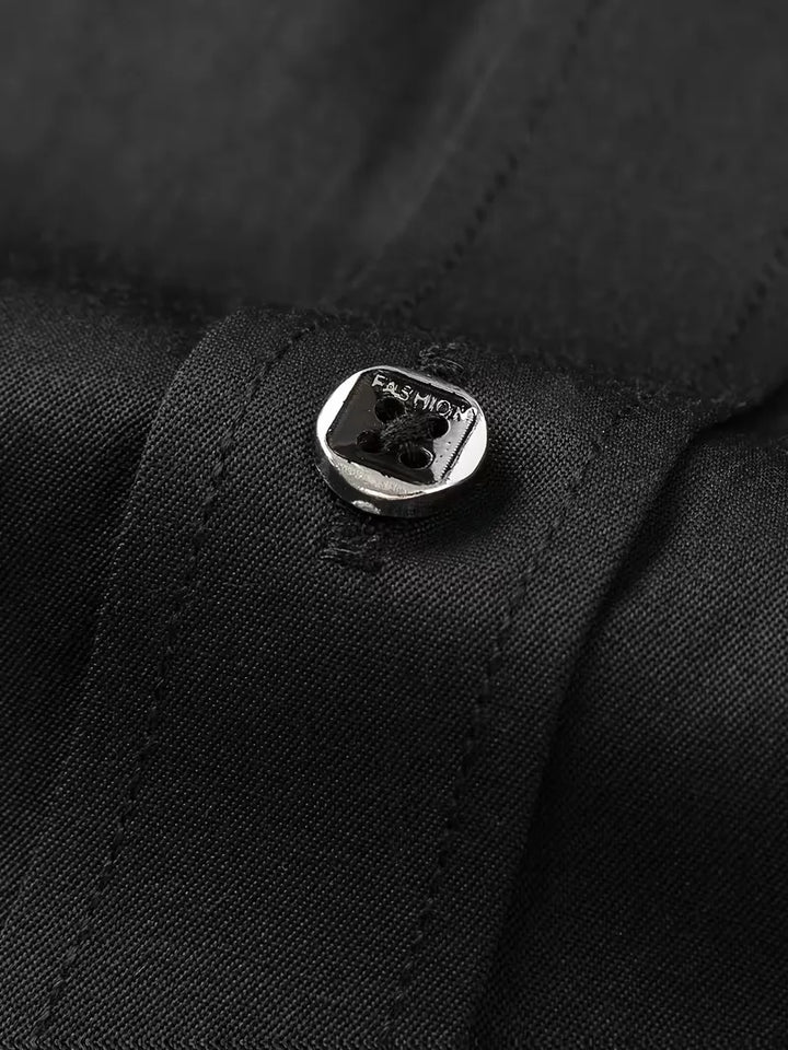 Strak design slim fit herenoverhemd met mandarijnkraag, voor een minimalistische en cleane look.