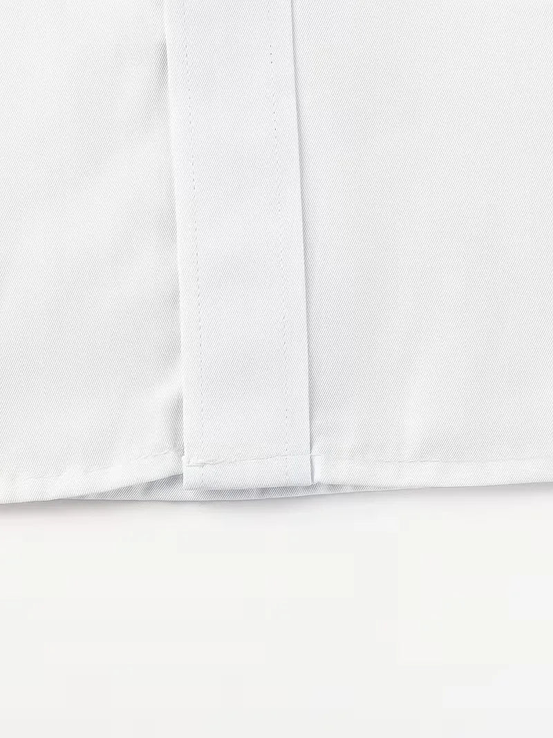 Smartcasual herenoverhemd met lange mouwen en mandarijnkraag, comfortabel en elegant voor vrije tijd.